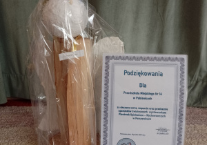 Anioł i podziekowanie dla przedszkola za upominki